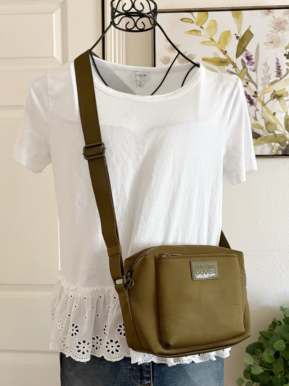 Dagne Dover Olive Green Crossbody Bag with Adjustable Strap